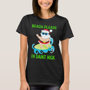 Strand Bitte bin ich Saint Nick Santa Surfing Ozea T-Shirt