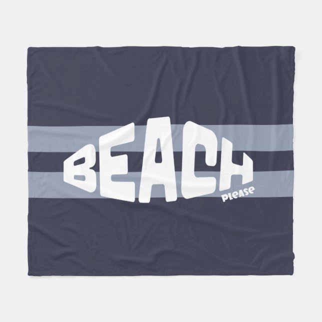 Strand Bitte blau und weiß Fleecedecke (Vorderseite (Horizontal))