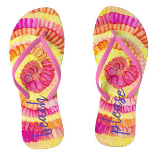 Strand Bitte Flip Flops Gelb, Rosa, Orange