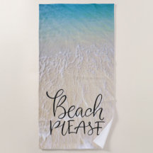 Strand bitte im Spaß-Schriftart mit Ozean-Wellen