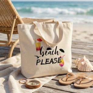 Strand Bitte lustiger Spruch Cocktail Sommer Jumbo Stoffbeutel