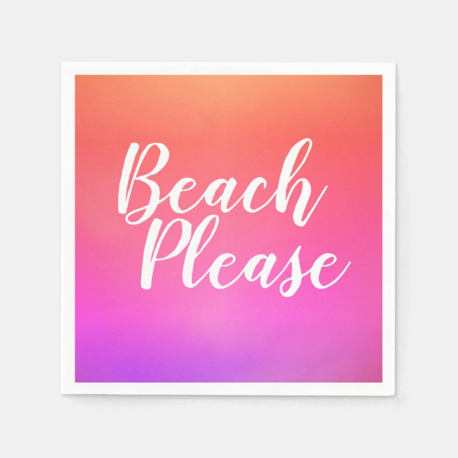 Strand Bitte Orange Pink Ombre Beach Party Serviette (Vorderseite)
