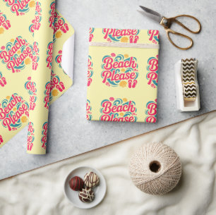 Strand Bitte Retro-Grafik: Rosa Typografie Geschenkpapier