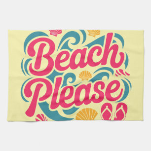 Strand Bitte Retro-Grafik: Rosa Typografie Geschirrtuch