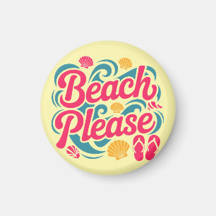 Strand Bitte Retro-Grafik: Rosa-Typografie Magnet