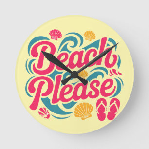 Strand Bitte Retro-Grafik: Rosa-Typografie Runde Wanduhr