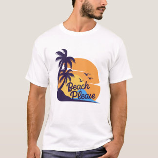 Strand Bitte Sonnenuntergang Palmen Trees Art T-Shirt