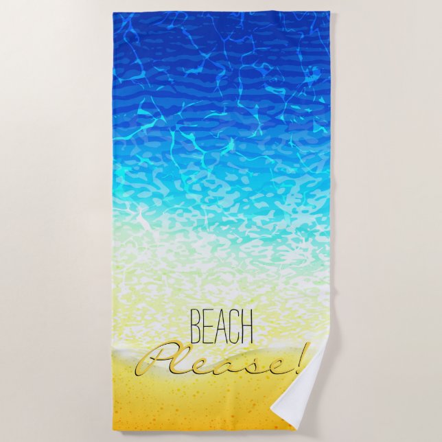 Strand Bitte Sparkling Meer Wasser und Sand Strandtuch (Vorderseite)