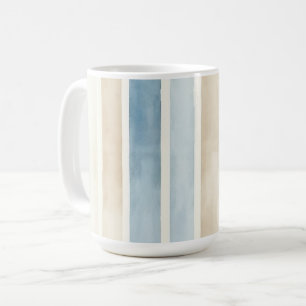 Strand Blau Creme Streifen Kaffeetasse