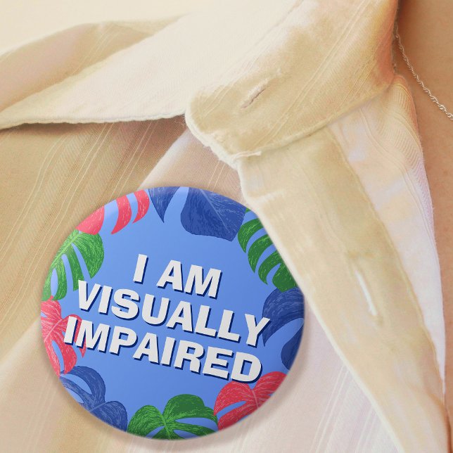 Strand Blau Rosa Blätter Sehbehinderung Button (Beach Blue Pink Leaves Visually Impaired Button)