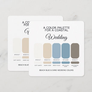 Strand Blau und Sand Hochzeitsfarbenpalette Karte