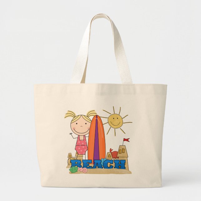 STRAND - blonde Mädchen-T-Shirts und Geschenke Jumbo Stoffbeutel (Vorne)