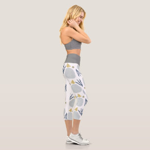 Strand Botanische Grüne Graue Capri Leggings