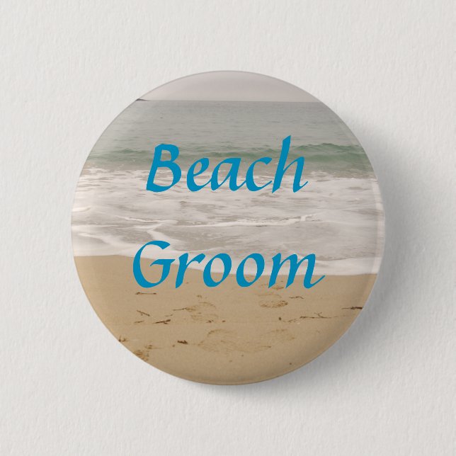 Strand-Bräutigam-Knopf:  Ozean-Gezeiten-Version Button (Vorderseite)