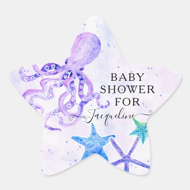 Strand Bright Octopus Starfish Babydusche Stern-Aufkleber (Vorderseite)