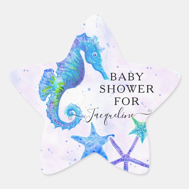 Strand Bright Seepferd Starfish Babydusche Stern-Aufkleber (Vorderseite)