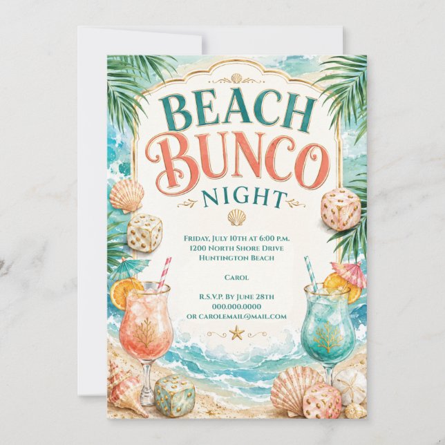 Strand-Bunco-Abend Einladung (Vorderseite)