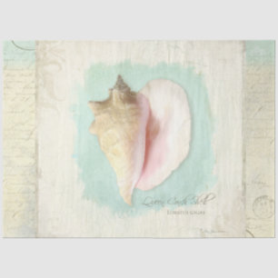 Strand Conch Meeresschnecke Blau Wasserfarbe Decou Seidenpapier