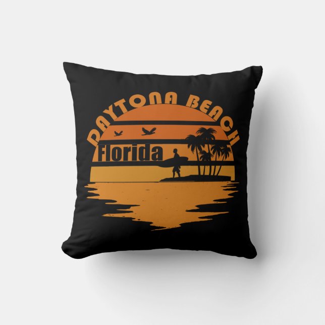 Strand Daytona Vintage Sonnenuntergang Retro-Lands Kissen (Vorderseite)