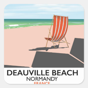 Strand Deauville Frankreich Seaside Poster. Quadratischer Aufkleber