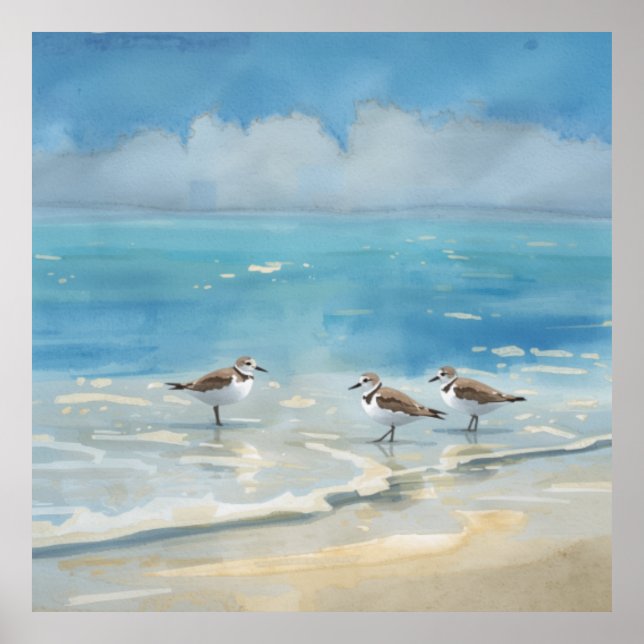 Strand der Sanduferläufer Ozean Poster (Vorne)