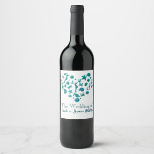 Strand Dinge Teal-Aquarell Moderne Wein-Etiketten Weinetikett
