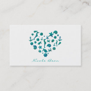 Strand Dinge Teal Wasserfarbe Modern Chic Elegant Visitenkarte