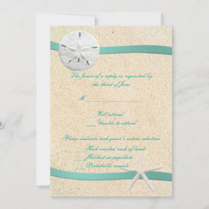 Strand-Dollar-Hochzeit-Rückantwortkarte Einladung