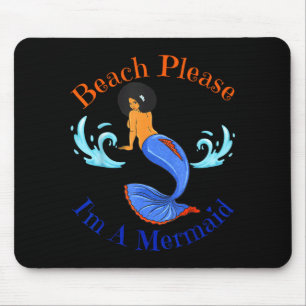 Strand eine Meerjungfrau lustige schwarze Meerjung Mousepad