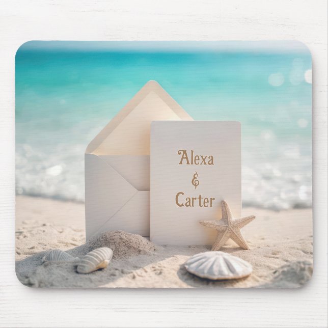 Strand Einladung mit Seestern Mousepad (Vorne)