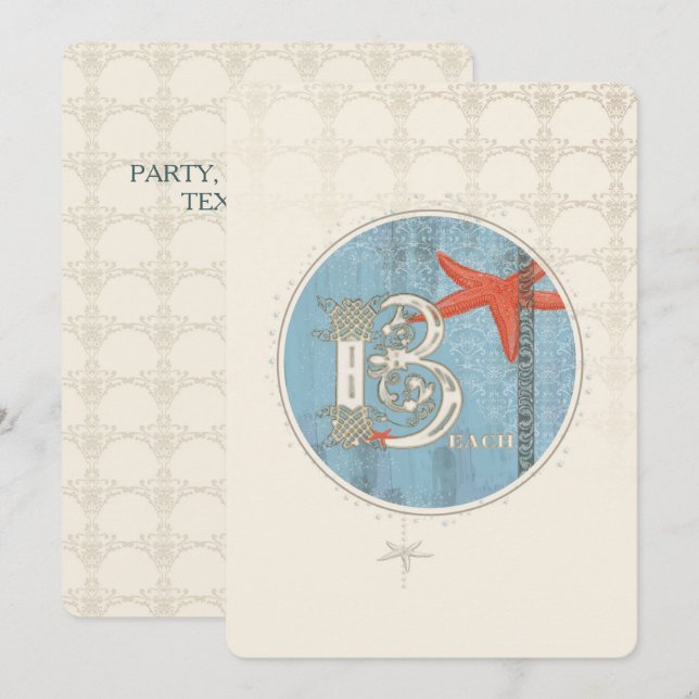 STRAND - Einladungskarte (Vorne/Hinten)