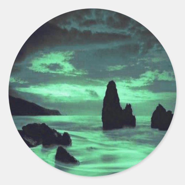 Strand, Felsen Runder Aufkleber (Vorderseite)