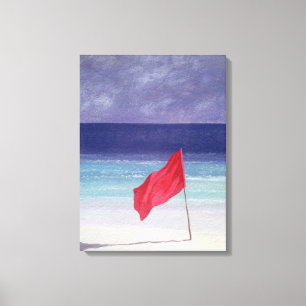 Strand-Flagge - Sturm, der 1985 warnt Leinwanddruck