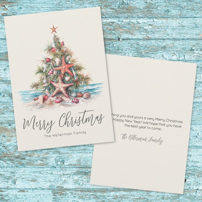 Strand Frohe Weihnachten (Beach Merry Christmas Holiday Card)