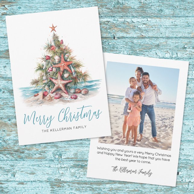 Strand Frohe Weihnachten (Beach Merry Christmas Holiday Card)