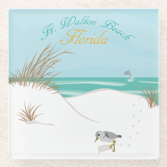 Strand ft. Walton (Florida) Glasuntersetzer (Vorderseite)