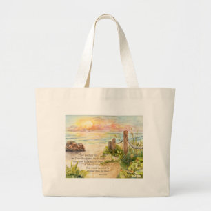 Strand gibt Sonnenaufgang-Psalm 139 8x10 bekannt Jumbo Stoffbeutel
