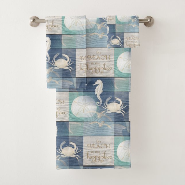 Strand-glücklicher Platz-blaues Aqua-Seetuch-Set Badhandtuch Set (Insitu)
