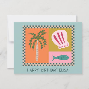 Strand HAPPY BIRTHDAY Modern Süß INDIVIDUELLER Nam Postkarte