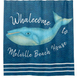Strand-Haus-Blauwal SeeWhalecome | Gewohnheit Duschvorhang