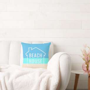 Strand-Haus-moderner tropischer Ozean-Sand Striped Kissen