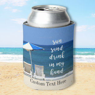 Strand-Haus-Partysun-Sand-Getränk in der Hand Dosenkühler