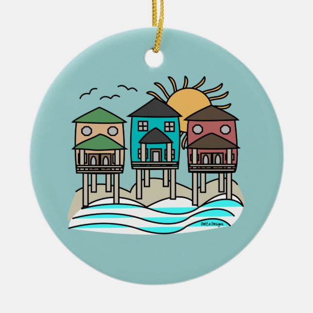 Strand-Haus-Verzierung Keramik Ornament (Vorne)