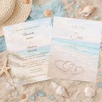Strand Herzen Sand Initialen Hochzeits-Einladung