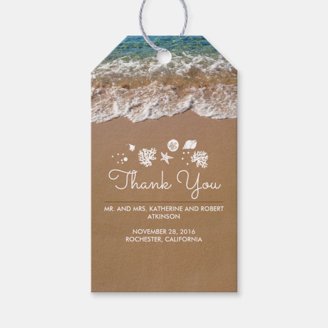 Strand Hochzeit Blaues Meer und Sand Tropical Geschenkanhänger (Vorderseite)