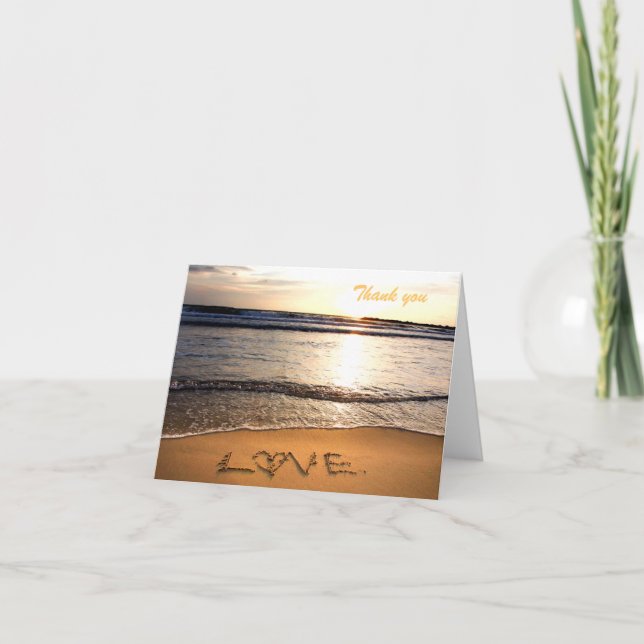 Strand-Hochzeit danken Ihnen Anmerkungs-Karte Dankeskarte (Vorderseite)