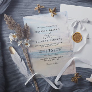 Strand-Hochzeit Elegant Modern Sunset Meer Einladung