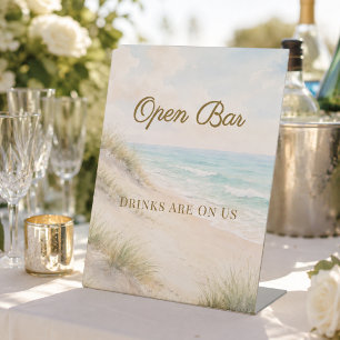 Strand Hochzeit Open Bar Sockelschild