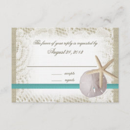 Strand Hochzeit Sand Dollar und Starfish RSVP Karte