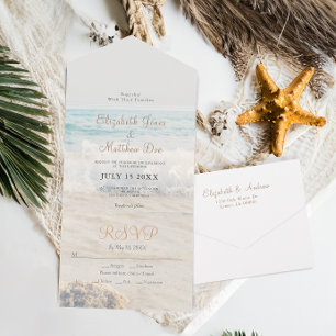 Strand Hochzeit/Tropische Hochzeit am Meer All In One Einladung